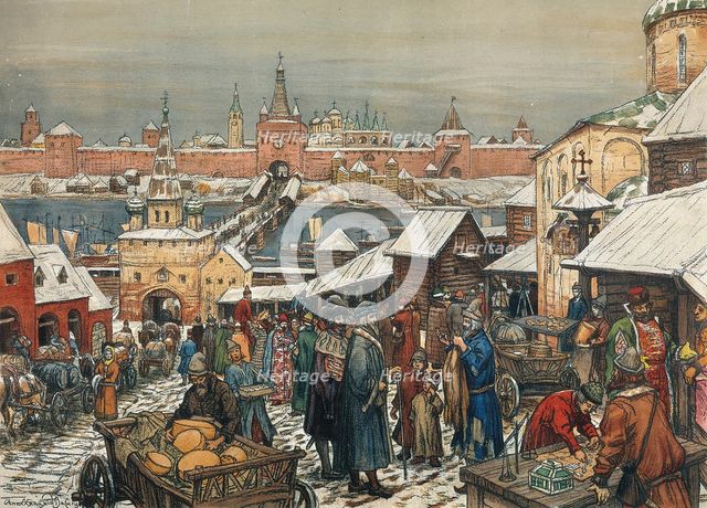 Novgorod Marketplace', end of 19th - early 20th century. Creator: Vasnetsov, Appolinari Mikhaylovich (1856-1933).