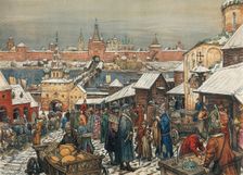 Novgorod Marketplace end of 19th - early 20th century. Creator: Vasnetsov, Appolinari Mikhaylovich (1856-1933)