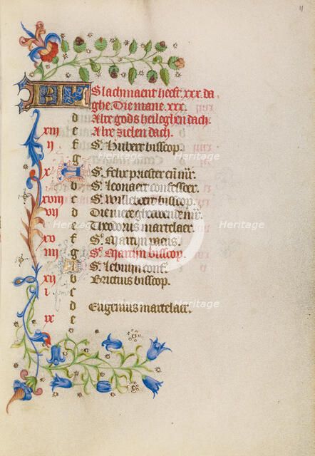 November Calendar Page; Book of Hours, after 1460. Creator: Unknown.
