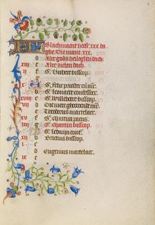 November Calendar Page; Book of Hours, after 1460. Creator: Unknown