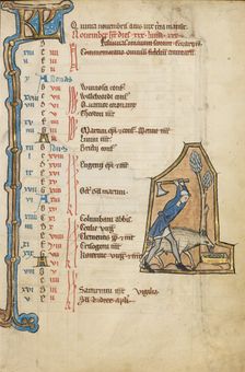 November Calendar Page; Gathering Acorns for Pigs; Psalter, mid-1200s. Creator: Unknown