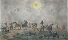 November - (Old Style) - "Hover thro the fog & filthy air", pub. 1835. Creator: George Cruikshank (1792-1878)