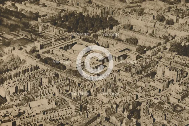 'Novel View of the British Museum Surrounded By The Massed Trees of Bloomsbury', c1935. Creator: Surrey Flying Services.