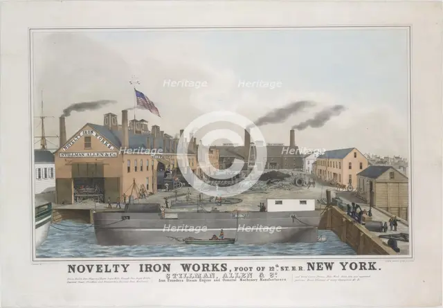 Novelty Iron works, Foot of 12th St. E.R. New York. Stillman, Allen & Co., Iron Founder..., 1841-44. Creator: George Endicott.