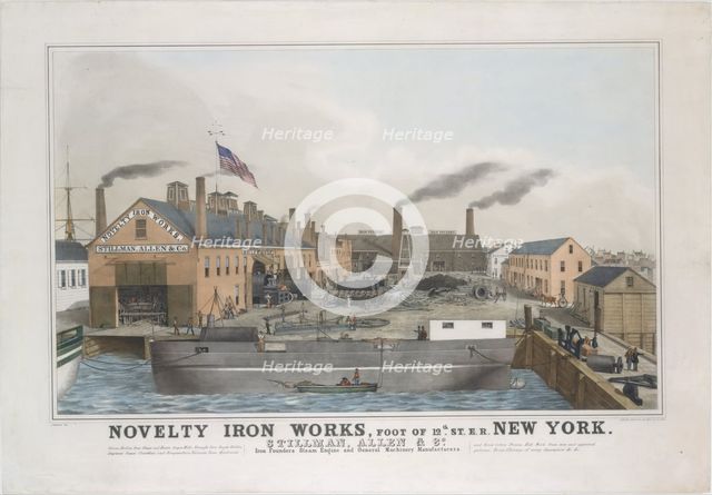 Novelty Iron works, Foot of 12th St. E.R. New York. Stillman, Allen & Co., Iron Founder..., 1841-44. Creator: George Endicott.