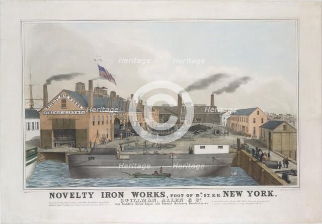 Novelty Iron works, Foot of 12th St. E.R. New York. Stillman, Allen & Co., Iron Founder..., 1841-44. Creator: George Endicott.
