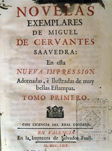 Novelas Ejemplares (Exemplary Novels) by Miguel de Cervantes, Volume I, cover, Printing Salvador…