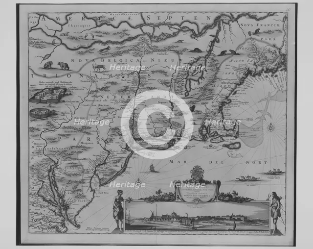 Novi Belgii Novaeque Angliae Nec Non Partis Virginiae, 1651-55., 1651-55. Creator: Claes Jansz Visscher.