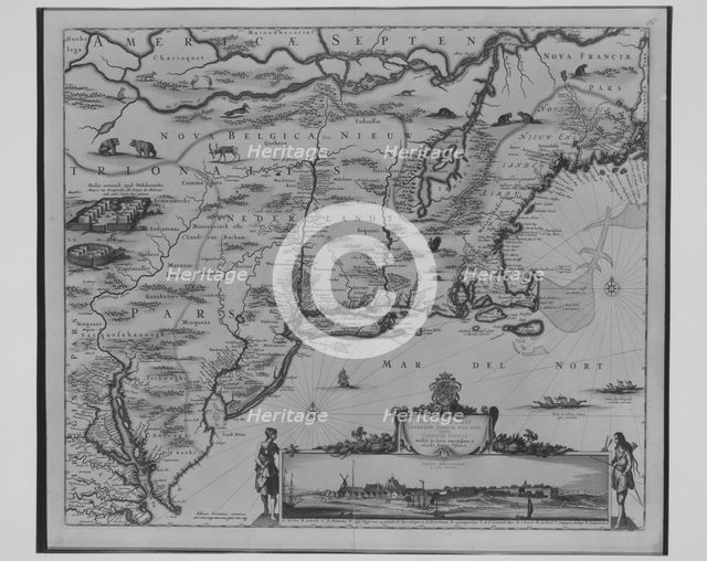 Novi Belgii Novaeque Angliae Nec Non Partis Virginiae, 1651-55., 1651-55. Creator: Claes Jansz Visscher.