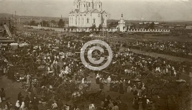 Novobazarnaya Square in the city of Krasnoyarsk, 1905. Creator: Unknown.