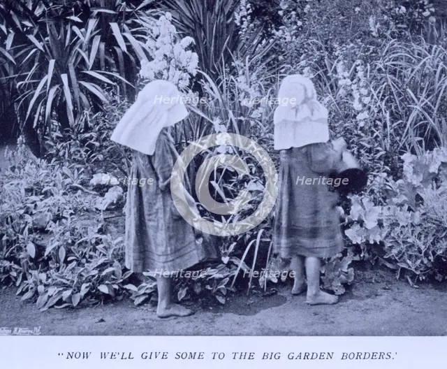 "Now we'll give some to the big garden borders", 1908.  Creator: Unknown.