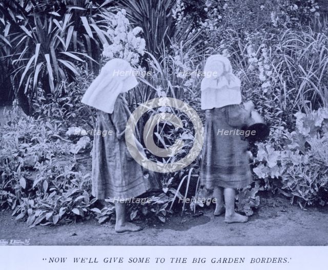 "Now we'll give some to the big garden borders", 1908.  Creator: Unknown.