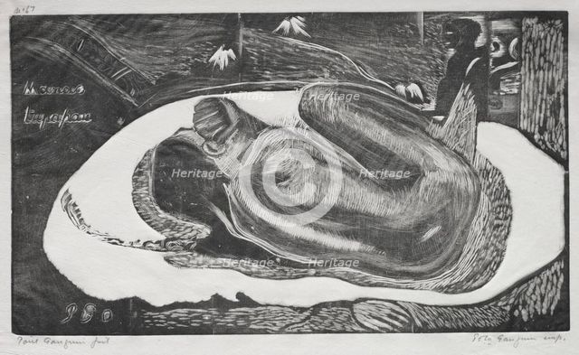 Noa Noa: Manao Yupapau ( Watched by the Spirts of the Dead), 1893-94. Creator: Paul Gauguin (French, 1848-1903).