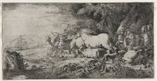 Noah and the Animals Entering the Ark, 1650-1655. Creator: Giovanni Benedetto Castiglione (Italian, 1609-1664)
