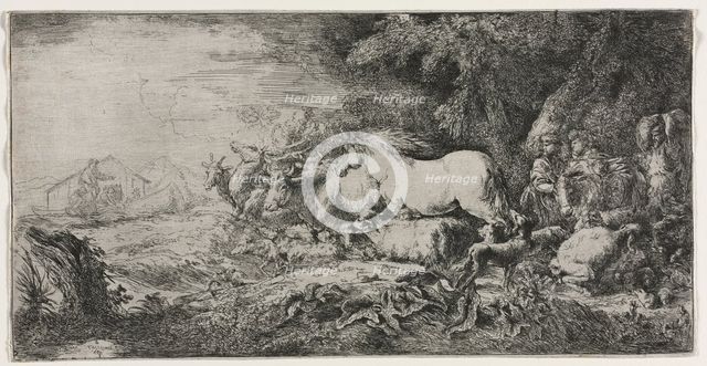 Noah and the Animals Entering the Ark, 1650-1655. Creator: Giovanni Benedetto Castiglione (Italian, 1609-1664).