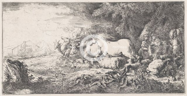 Noah and the animals entering the ark, ca. 1650-55. Creator: Giovanni Benedetto Castiglione.