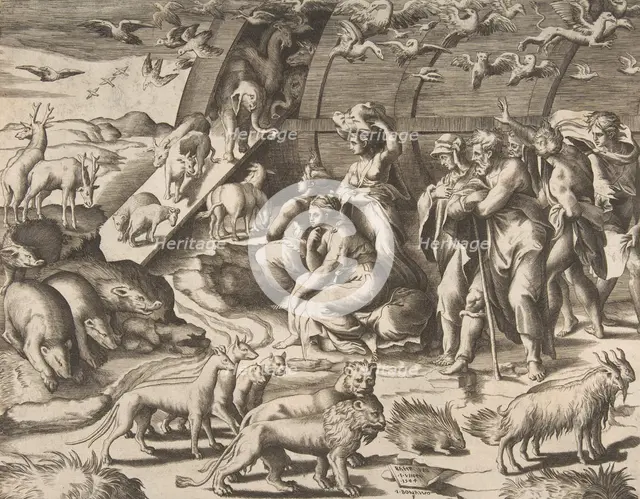 Noah leaving the Ark, 16th century. Creator: Giulio Bonasone.