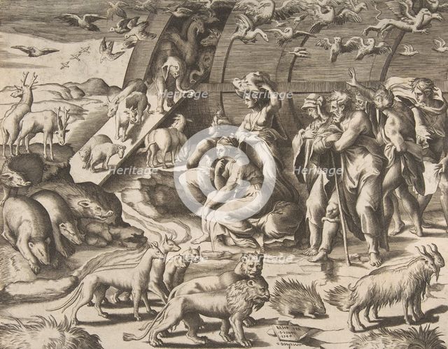 Noah leaving the Ark, 16th century. Creator: Giulio Bonasone.