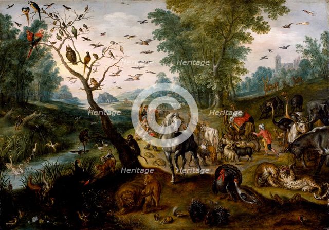 Noah's Family Assembling Animals before the Ark, c1660. Creator: Jan van Kessel.