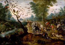 Noah's Family Assembling Animals before the Ark, c1660. Creator: Jan van Kessel