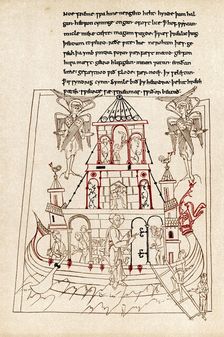 Noah's Ark in the form of a Viking ship with dragon prow, 10th century