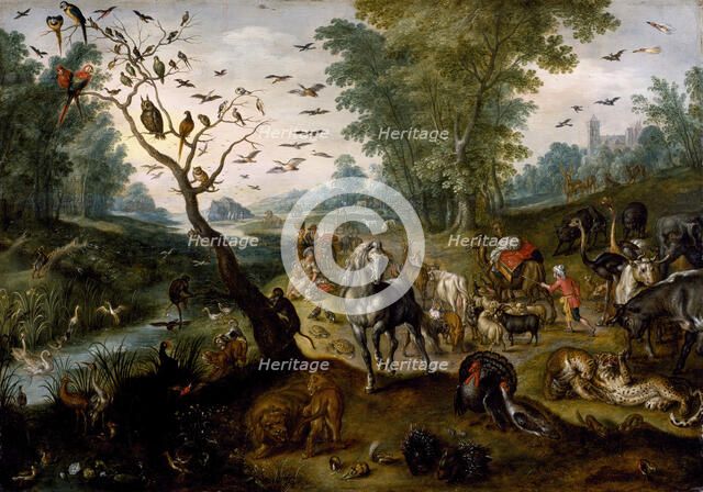 Noah's Family Assembling Animals before the Ark, c1660. Creator: Jan van Kessel.