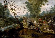 Noah's Family Assembling Animals before the Ark, c1660. Creator: Jan van Kessel