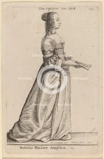 Nobilis Mulier Anglica, 1649. Creator: Wenceslaus Hollar.