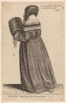 Nobilis Mulier Brabantica, 1649. Creator: Wenceslaus Hollar