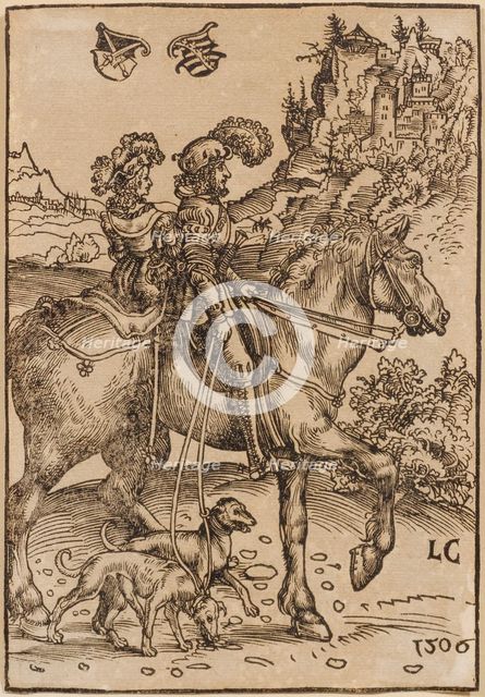 Noble couple riding out to hunt, 1506. Creator: Cranach, Lucas, the Elder (1472-1553).