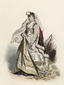 Noble Lady of northern Germany, in the modern age, color engraving 1870