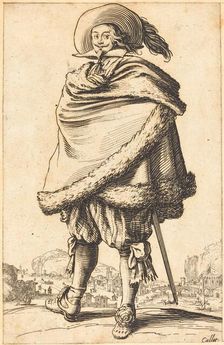 Noble Man Strapped in a Mantle Trimmed with Fur, c. 1620/1623. Creator: Jacques Callot
