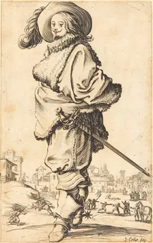 Noble Man with Fur Plastron, c. 1620/1623. Creator: Jacques Callot