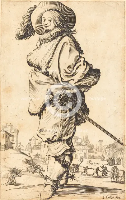 Noble Man with Fur Plastron, c. 1620/1623. Creator: Jacques Callot.