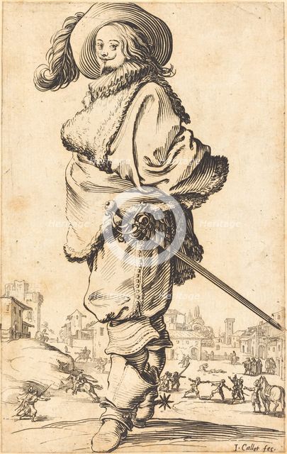 Noble Man with Fur Plastron, c. 1620/1623. Creator: Jacques Callot.