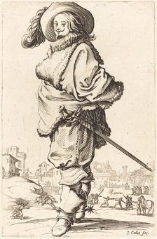 Noble Man with Fur Plastron, c. 1620/1623. Creator: Jacques Callot
