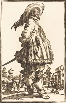 Noble Man with Mantle Trimmed in Fur, Holding his Hands Behind his Back. Creator: Unknown