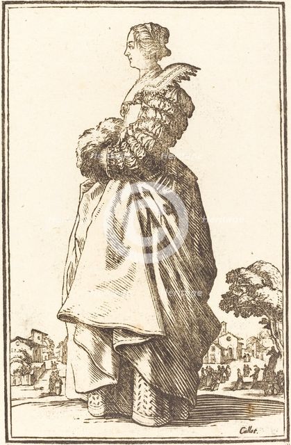Noble Woman in Profile with her Hands in a Muff. Creator: Unknown.