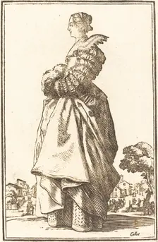 Noble Woman in Profile with her Hands in a Muff. Creator: Unknown