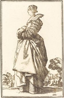 Noble Woman in Profile with her Hands in a Muff. Creator: Unknown