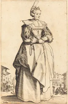 Noble Woman with a Small Hat, c. 1620/1623. Creator: Jacques Callot