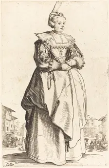 Noble Woman with a Small Hat, c. 1620/1623. Creator: Jacques Callot
