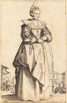 Noble Woman with a Small Hat, c. 1620/1623. Creator: Jacques Callot