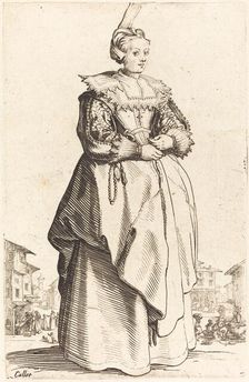 Noble Woman with a Small Hat, c. 1620/1623. Creator: Jacques Callot