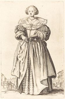 Noble Woman with Fan, c. 1620/1623. Creator: Jacques Callot