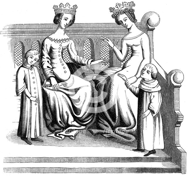 Noble women and children, 14th century (1849). Artist: Unknown