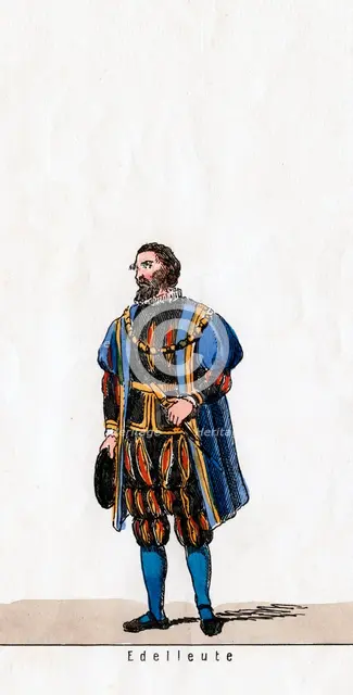 Nobleman, costume design for Shakespeare's play, Henry VIII, 19th century. Artist: Unknown