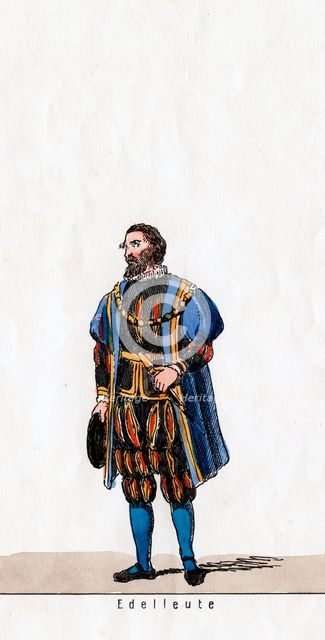 Nobleman, costume design for Shakespeare's play, Henry VIII, 19th century. Artist: Unknown