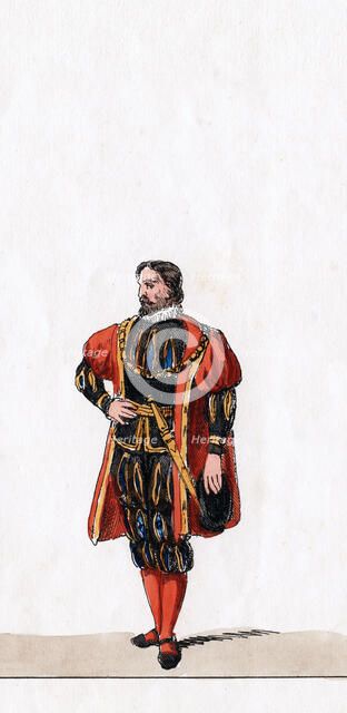 Nobleman, costume design for Shakespeare's play, Henry VIII, 19th century. Artist: Unknown