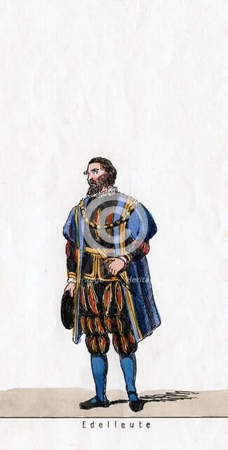 Nobleman, costume design for Shakespeare's play, Henry VIII, 19th century. Artist: Unknown